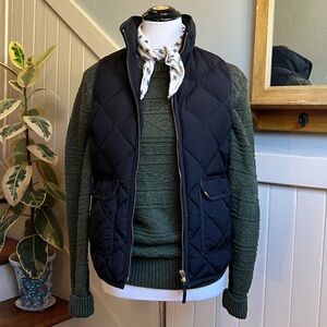 NWT J. Crew Cotton sweater in combination guernsey stitch in Mossy Green